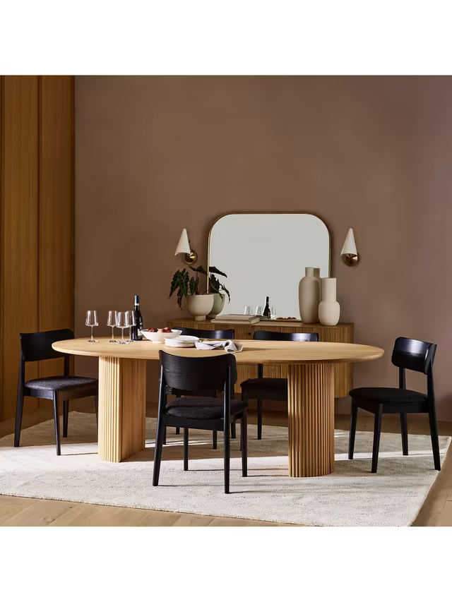 Adaline Solid Oak Oval Ribbed Dining Table