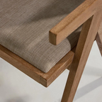 close up of of the linen and teak wood