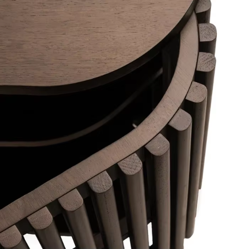 close up of the slatted wood with a white background