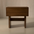 Dark Wood Woven Bedside Table back view