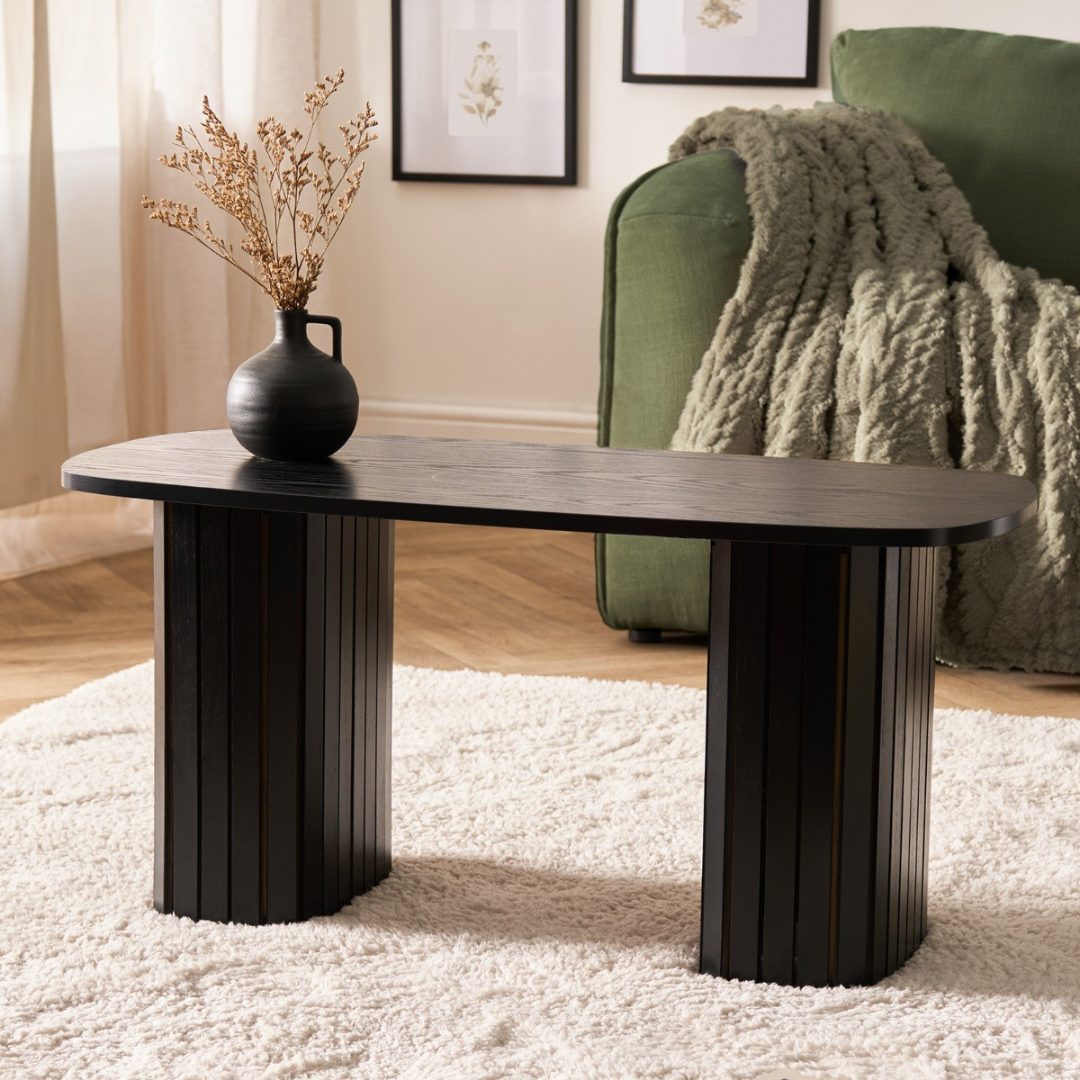 Black Table Ribbed Archer Black Ribbed Oval Coffee Table – OAK AND ASH