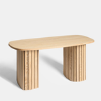 Light Oak Ribbed Coffee Table with a minimalist design on a white background