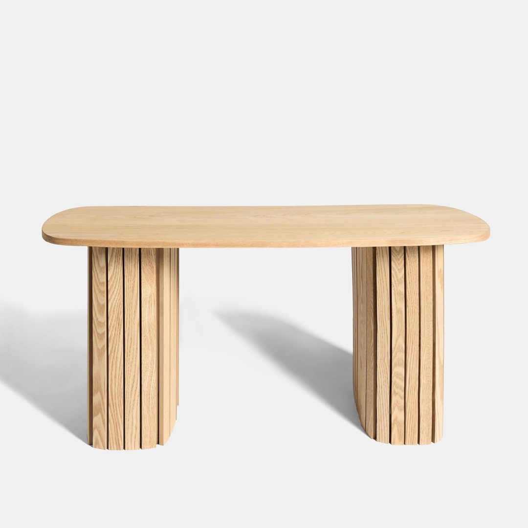 Light Oak Ribbed Coffee Table on a white background