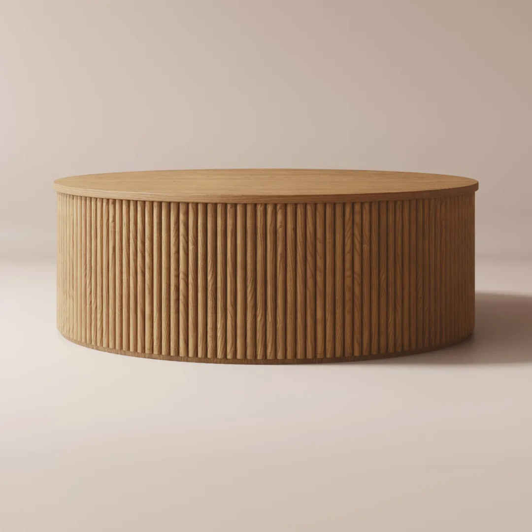 Archer Natural Oak Fluted Solid Wood Coffee Table