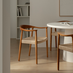  Wishbone Style Dining Chairs in a minimalist dining room 