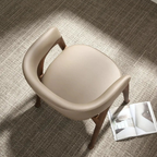 Carmen Dark Wood And Beige Leather Dining Chair With Arms