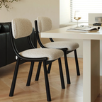 Black Metal And Boucle Fabric Dining Room Chair side view