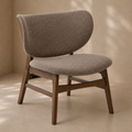 Daphne Curved Armless Taupe Boucle Chair With Walnut Wood Frame