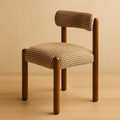Chair with houndstooth patterned seat and backrest on a beige background