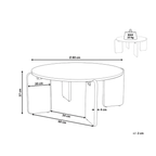 Black and white line drawing schematic of a round folding table with dimension measurements, including a small inset showing the table folded with a weight label reading MAX 25 kg.