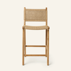 Esmé Teak Wood And Rattan Bar Stool With Back