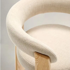 Cream Fabric close up on the Cream Fabric And Oak Dining Chair