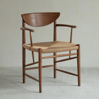 Harlow Dark Wood Curved Back Dining Chair With Woven Seat