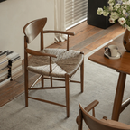 Harlow Dark Wood Curved Back Dining Chair With Woven Seat