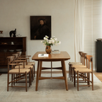 Harlow Dark Wood Curved Back Dining Chair With Woven Seat