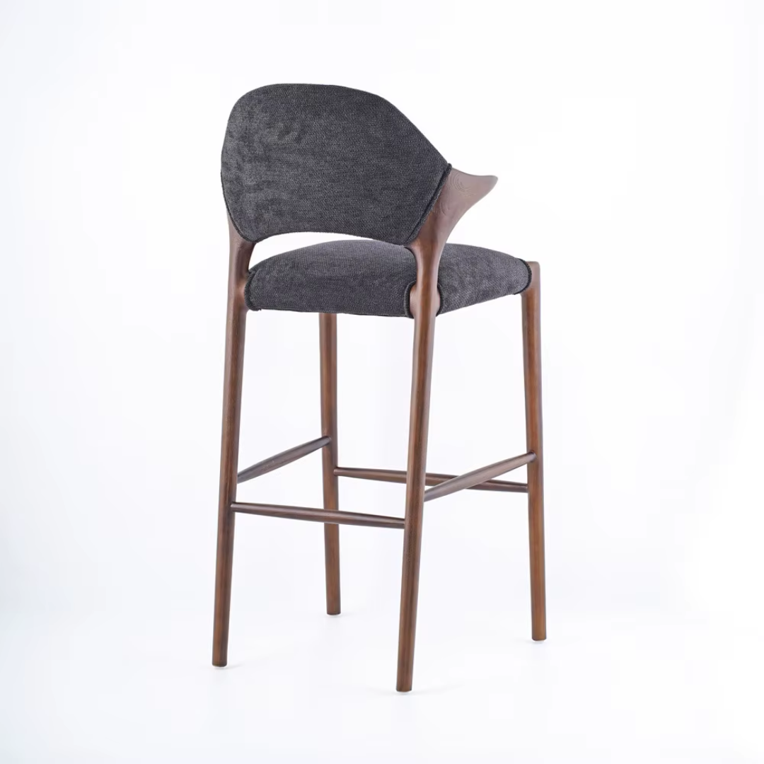 Harrington Wooden Upholstered Dark Grey Breakfast Bar Stool