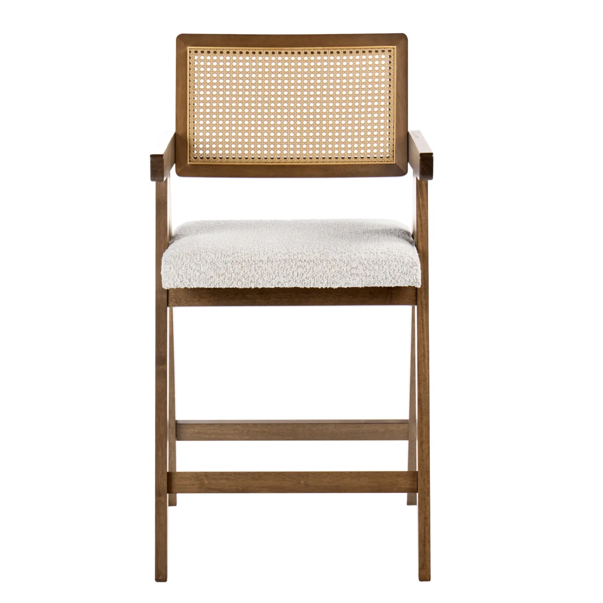 Upholstered Rattan Bar Stools front view