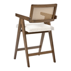 Upholstered Rattan Bar Stools back view