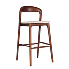 Wood And Cream Leather Bar Stool on a white background