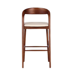 Wood And Cream Leather Bar Stool on a white background