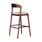 Wood And Cream Leather Bar Stool on a white background
