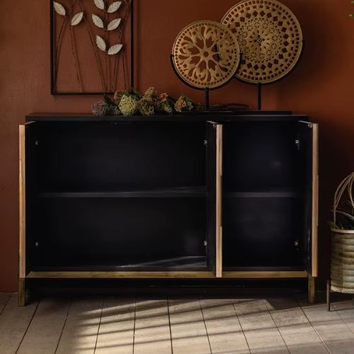 Jasper Narrow Hallway Sideboard With Black Wood Frame