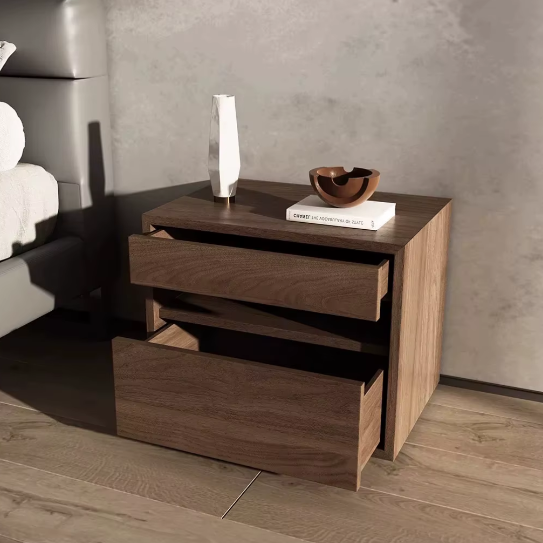 Dark Wooden Bedside Table  top view