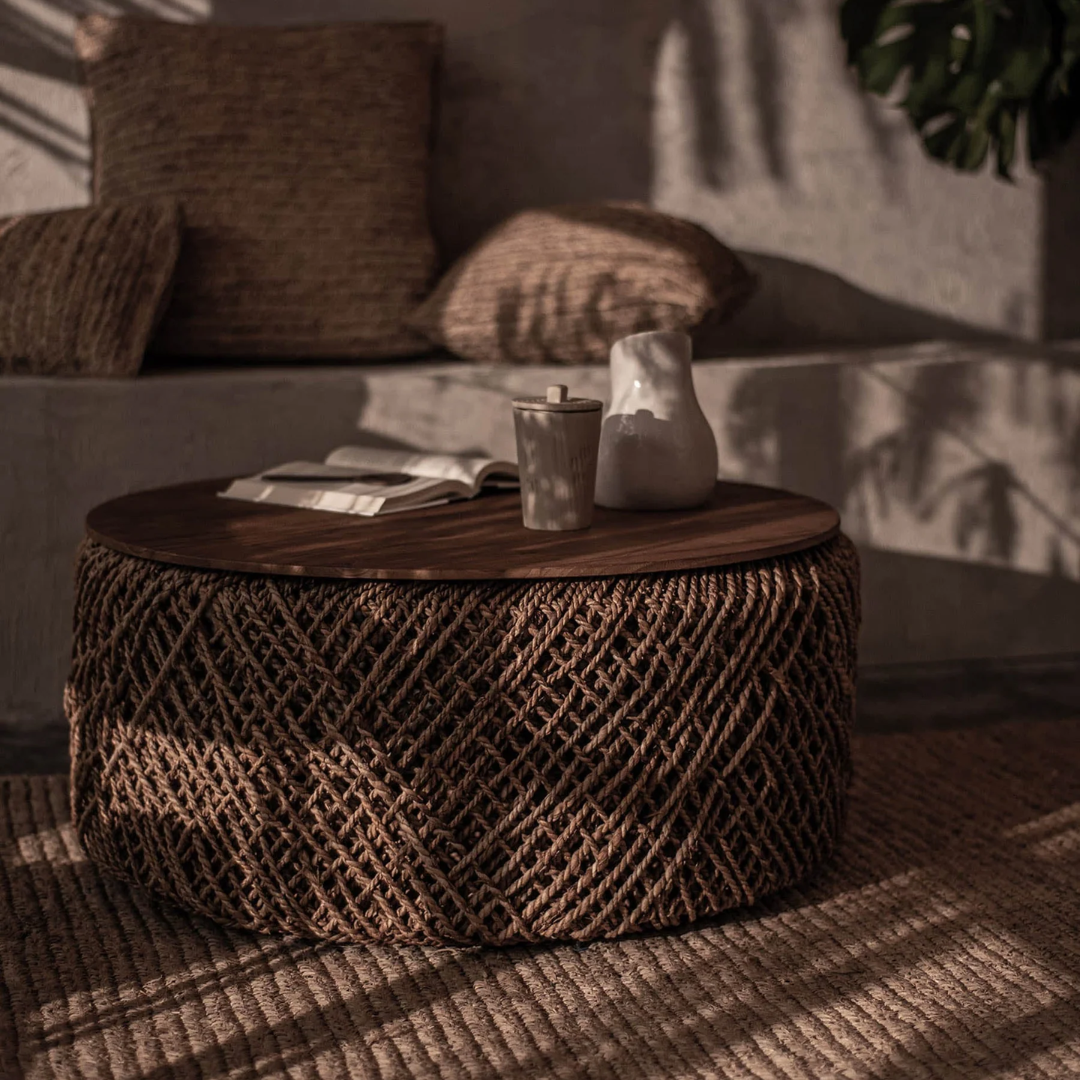 Ophelia Natural Wicker Coffee Table With Storage Basket