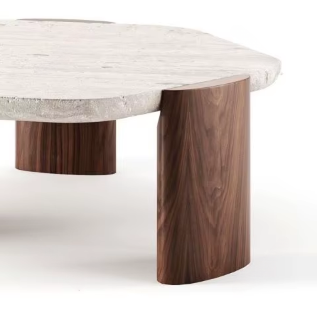 Curved Concrete Effect Coffee Table on a white background