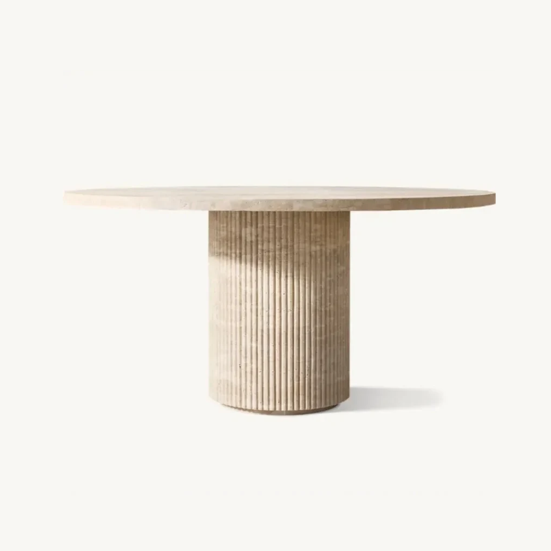 Travertine Dining Room Table on a white background