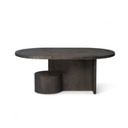  Dark Wood Oval Coffee Table With Sculptural Base on a white background