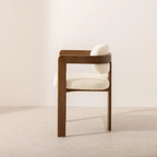 Walnut Boucle Curved Dining Room Chair side view