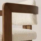 Walnut Boucle Curved Dining Room Chair