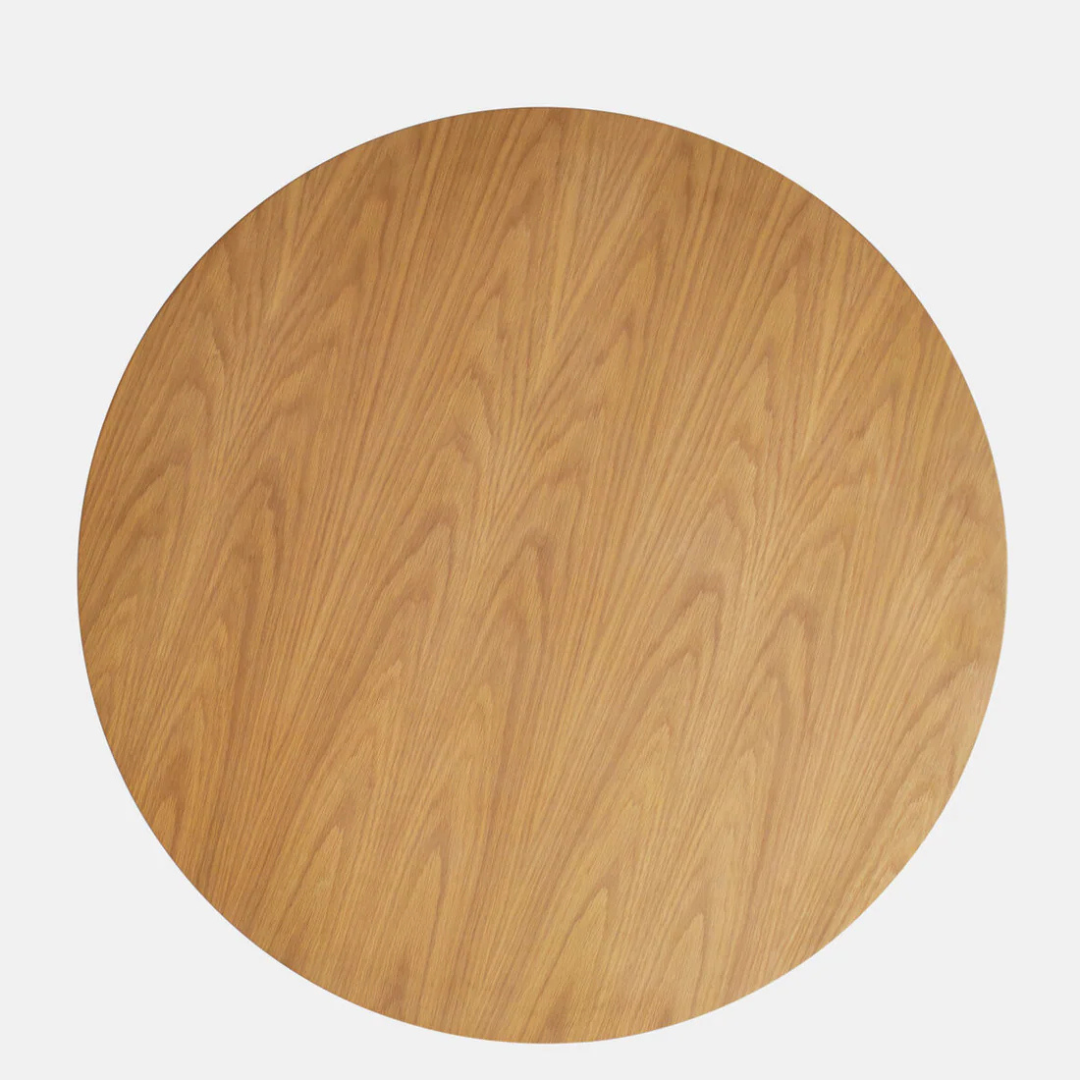 Round Wooden Pedestal Dining Table top on a white background