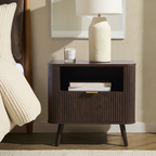 Walnut Wood One Shelf Bedside Table