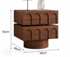 Lilia Dark Wood Bedside Table with Carved Drawer Design and Pedestal Base